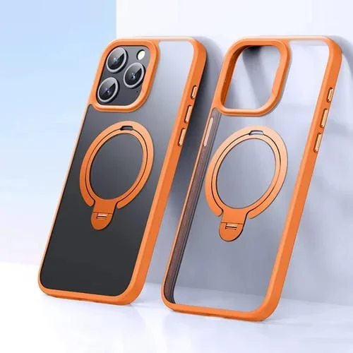 Estuche para Teléfono iPhone 12 Pro Soporte Magnético Magsafe Doble Anillo (Naranja Mate)