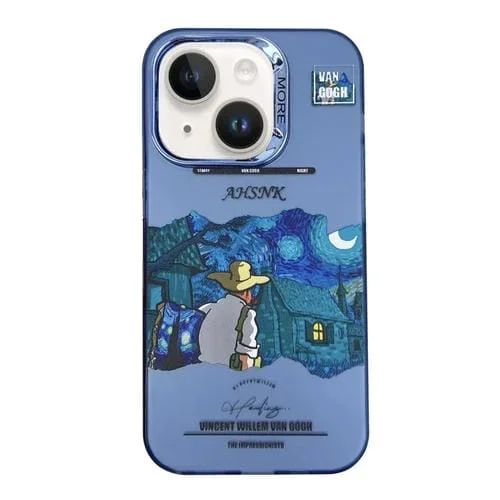 Estuche para teléfono iPhone 13 con ilustración de Lente galvanizada (Azul)
