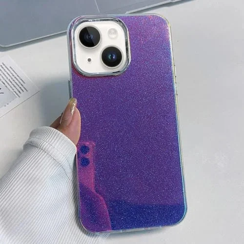 Estuche para Teléfono iPhone 13 con Marco Galvanizado Imd Glitter Powder (Azul)