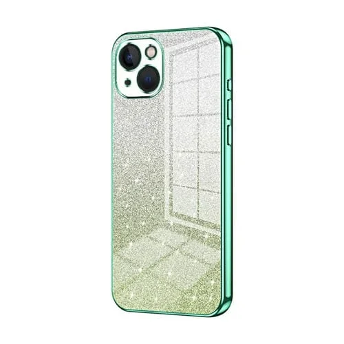 Estuche para Teléfono iPhone 13 Galvanizado con Polvo de Brillo Degradado (Verde)