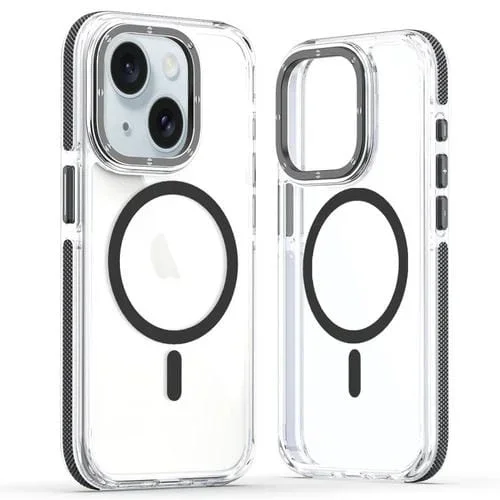 Estuche para Teléfono iPhone 13 Magsafe Híbrido Acrílico Transparente Doble Color (Negro)