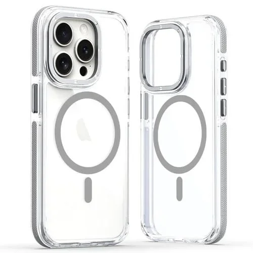 Estuche para Teléfono iPhone 13 Pro Magsafe TPU Híbrido Acrílico Transparente Doble Color (Gris)