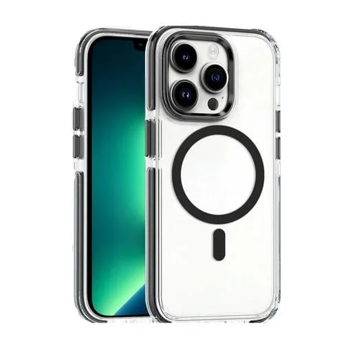 Estuche para Teléfono iPhone 13 Pro Max Magsafe TPU Híbrido Transparente Doble Color (Negro)