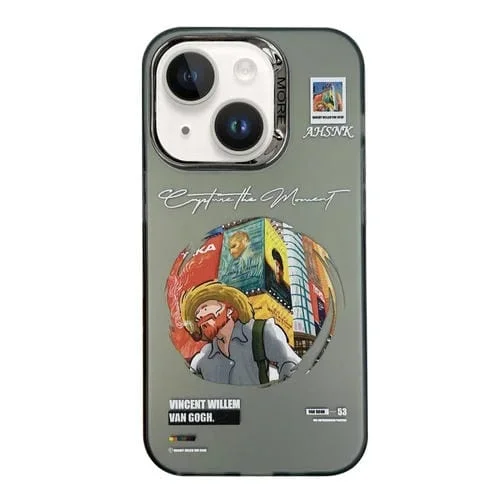 Estuche para Teléfono iPhone 14 Ilustración Lente Galvanizada (Gris)