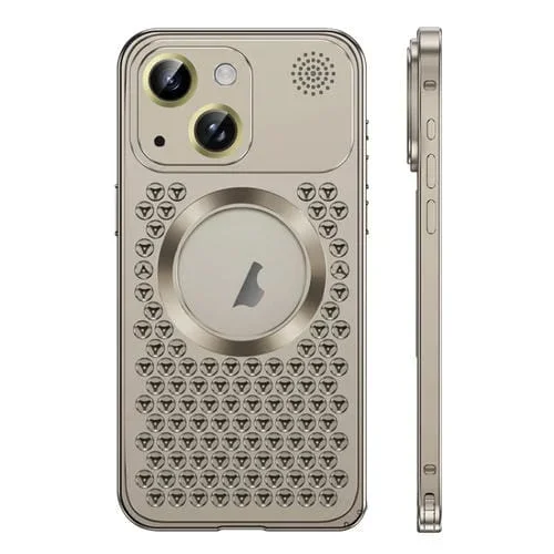 Estuche para teléfono iPhone 14 Metal Magnético Magsafe Aromaterapia Hebilla de Resorte (Gris)