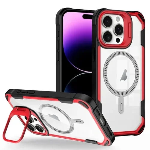 Estuche para Teléfono iPhone 14 Pro con Soporte para Lente Magsafe Acrílico (Rojo)