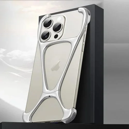 Estuche para Teléfono iPhone 14 Pro Hercules Metal sin Bordes Aleación de Zinc (Plateado Mate)