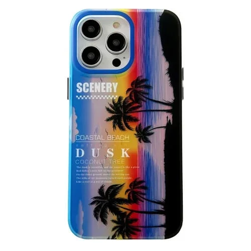 Estuche para Teléfono iPhone 14 Pro Max Esmerilado Láser Laminado Doble Cara Coco (Azul)