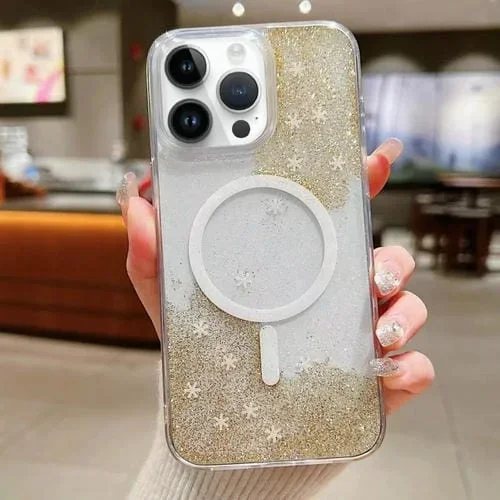 Estuche para Teléfono iPhone 14 Pro Max Magsafe TPU con Degradado de Flash Explosivo (Dorado)