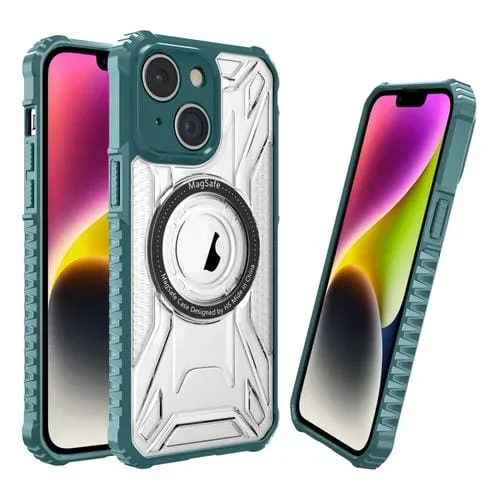 Estuche para teléfono iPhone 15 Magnético Antideslizante Doble Cara PC + TPU (Verde Oscuro)