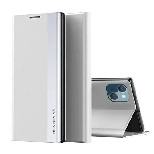 Estuche para Teléfono iPhone 15 Plus Cuero Adsorción Galvanizada Lateral (Plata)