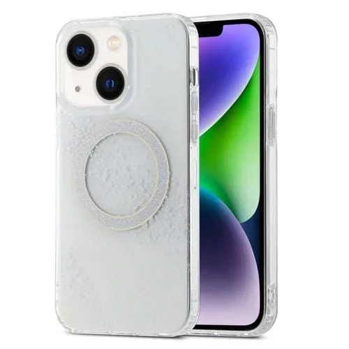Estuche para Teléfono iPhone 15 Plus Imd Marble Magsafe Doble Cara (Blanco)