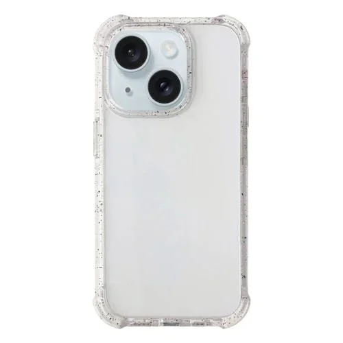 Estuche para Teléfono iPhone 15 Plus Transparente con Punto de Color Acrílico (Blanco)