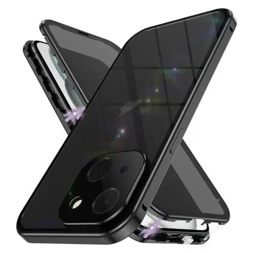 Estuche para Teléfono iPhone 15 Plus Vidrio Templado Magnético Doble Cara Anti-Peeping (Negro)
