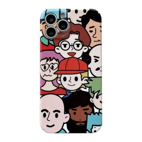 Estuche para teléfono iPhone 15 Pro Max con PC brillante y orificio preciso (Color Emoji)