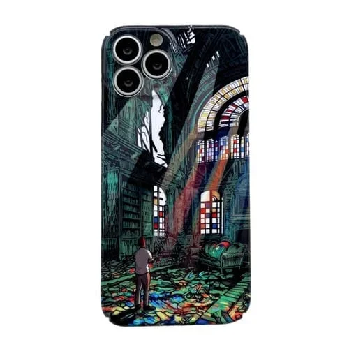 Estuche para teléfono iPhone 15 Pro PC brillante con orificio preciso (Puesta de Sol)