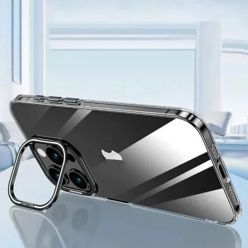 Estuche para Teléfono iPhone 16 Pro Soporte para Lente Aleación de Aluminio y PC (Negro)