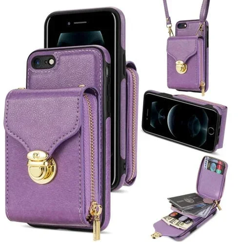 Estuche para Teléfono iPhone 6S Plus 6 Plus con Cremallera y Tarjeta de Hardware (Púrpura)