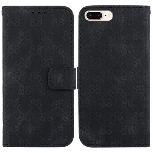 Estuche para Teléfono iPhone 8 Plus 7 Plus Cuero En Relieve Doble Forma de 8 (Negro)