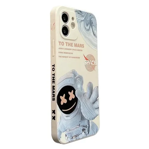 Estuche para Teléfono iPhone 8 Plus Patrón Astronauta Marciano a Prueba de Golpes (Blanco)