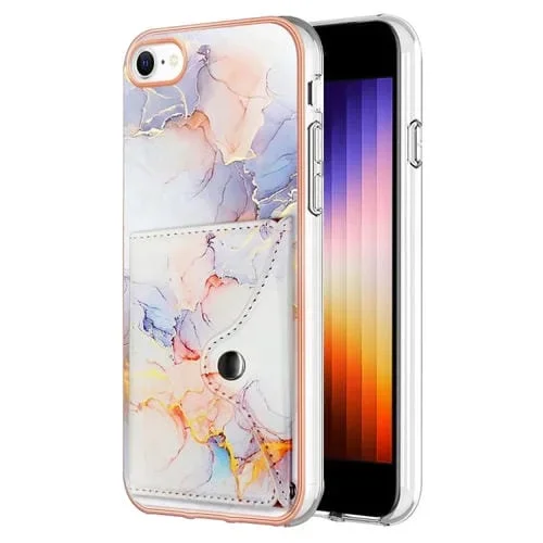 Estuche para Teléfono iPhone SE 2022/SE 2020/8/7 con Ranura para Tarjeta IMD Patrón Mármol (Galaxy Marble White)