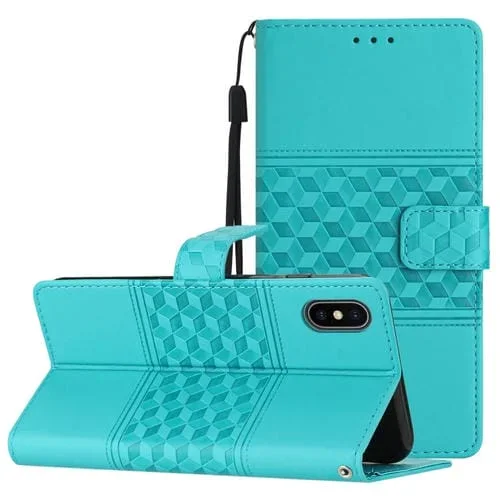 Estuche para Teléfono iPhone X / Xs Cuero Sensación de Piel En Relieve con Cordón (Azul)