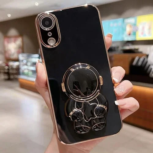 Estuche para Teléfono iPhone Xr Embrace Stars con Soporte Astronauta Galvanizado (Negro)