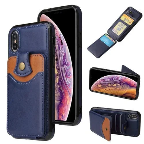 Estuche para Teléfono iPhone Xs Max Billetera Cuero Piel Suave (Azul)
