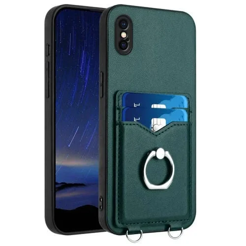 Estuche para Teléfono iPhone Xs X R20 con Soporte para Tarjeta con Anillo (Verde)