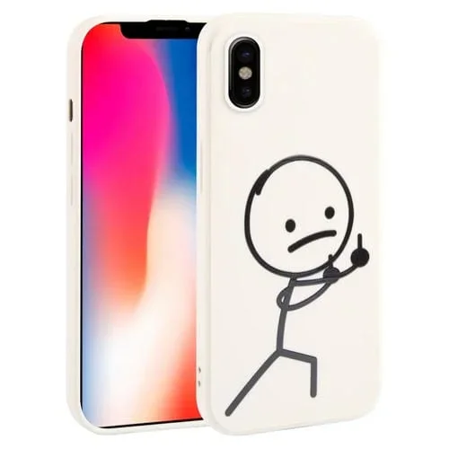 Estuche para Teléfono iPhone Xs / X Silicona Líquida Patrón Stickman (Blanco)