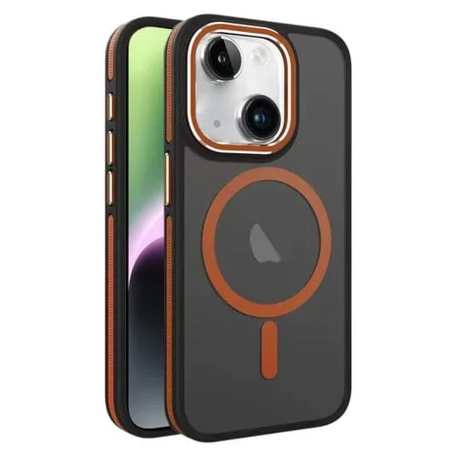 Estuche para Teléfono Magnético Magsafe iPhone 14/13 Esmerilado Dos Colores (Naranja)