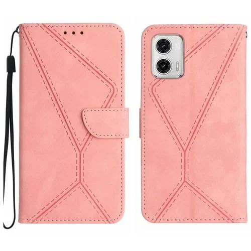 Estuche para Teléfono Moto G53 5G G23 G13 4G Cuero con Costuras En Relieve (Rosa)
