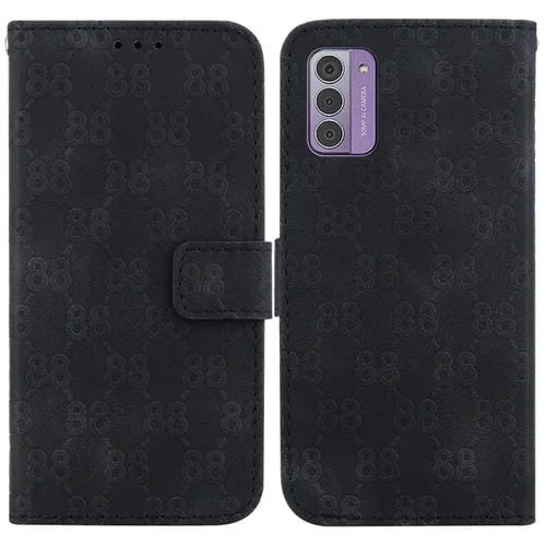 Estuche para Teléfono Nokia C22 Cuero En Relieve Doble Forma de 8 (Negro)