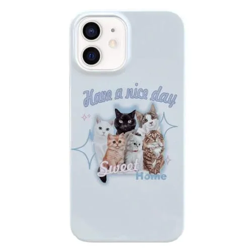 Estuche para teléfono PC iPhone 12 con patrón pintado Sweet Cats