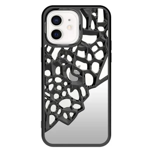 Estuche para Teléfono TPU Galvanizado para iPhone 12 con Disipación de Calor Hueca Estilo Espejo (Negro)