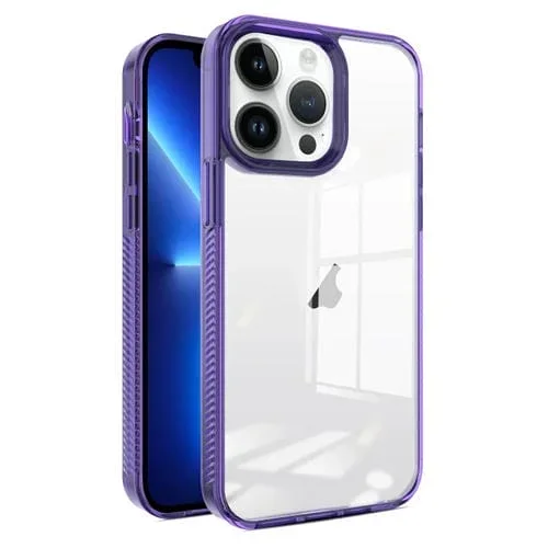 Estuche para Teléfono TPU Híbrido Acrílico iPhone 13 Pro Transparente Antideslizante (Púrpura Oscuro)