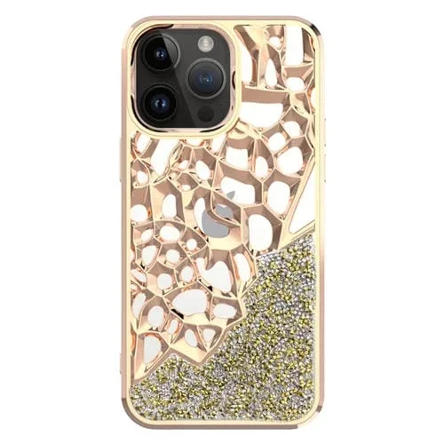 Estuche para teléfono TPU iPhone 11 Pro Max Galvanizado Disipación de calor Hueca Diamante (Dorado)