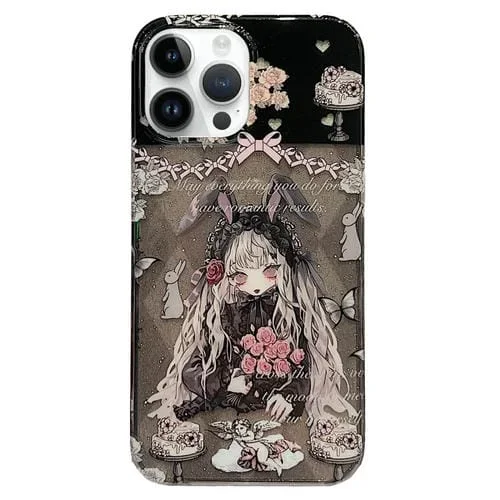 Estuche para teléfono TPU iPhone 13 Pro Max Cobertura total Imd doble cara (Orejas de Conejo, Rosa)