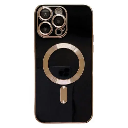 Estuche para Teléfono TPU iPhone 13 Pro Max con Revestimiento Magsafe y Película para Lentes (Negro)