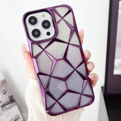 Estuche para Teléfono TPU iPhone 13 Pro Max Galvanoplastia Cubo de Agua con Brillo Degradado (Púrpura)