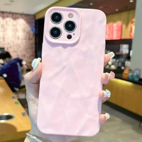 Estuche para Teléfono TPU iPhone 14 Pro Max Textura Arrugas Esmeriladas (Rosa)