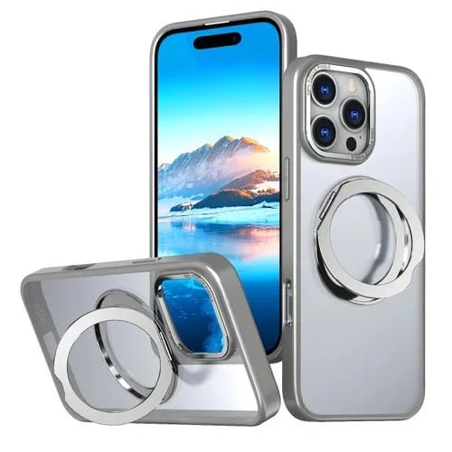 Estuche para Teléfono Wing con Soporte Anillo Magnético Magsafe para iPhone 16 Pro Max (Gris Titanio)