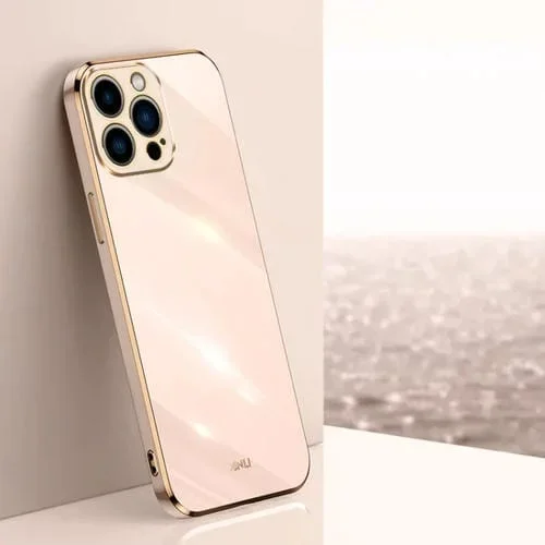 Estuche para Teléfono Xinli iPhone 15 Pro Max TPU Electrochapado 6D Borde Recto (Rosa)