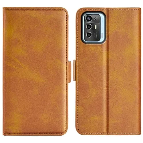 Estuche para ZTE Blade A72 5G de Cuero con Tapa Horizontal y Hebilla Magnética Doble Cara (Amarillo)
