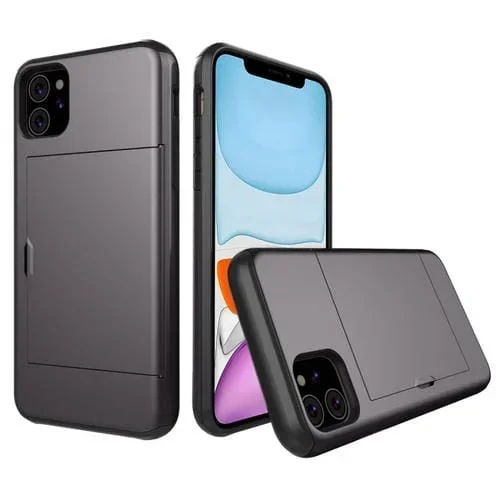 Estuche Protector Armadura para iPhone 11 Resistente a Golpes con Ranura para Tarjeta (Gris)