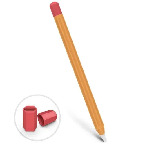 Estuche Protector de Silicona para Apple Pencil 1 Stylus Touch Pen (Retro Naranja Rojo)