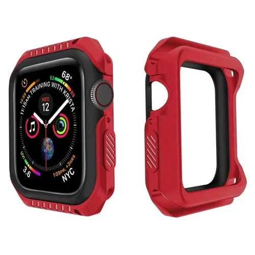 Estuche Protector para Apple Watch Series 3, 2 y 1 de 42mm a Prueba de Golpes (Rojo Negro)
