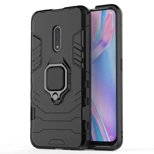 Estuche Protector PC + TPU a Prueba de Golpes para Oppo K3 / Realme X, con Soporte de Anillo Magnético (Negro)