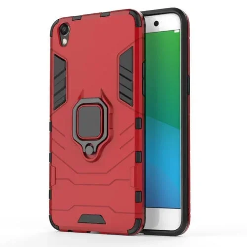 Estuche Protector PC + TPU a Prueba de Golpes para Oppo R9 Plus, con Soporte de Anillo Magnético (Rojo)
