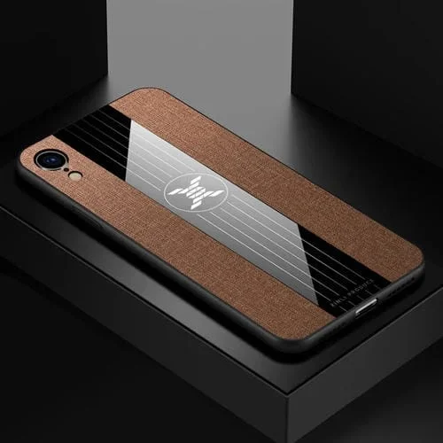 Estuche Protector TPU Xinli para iPhone Xr a Prueba de Golpes con Textura de Tela de Costura (Marrón)
